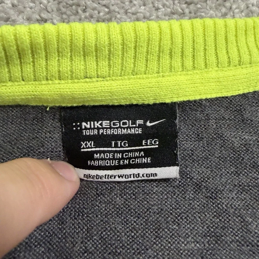 Nike Golf Green Bay Packers Sweater Mens Sz XXL‎ Grey V-Neck Wool Blend Pullover